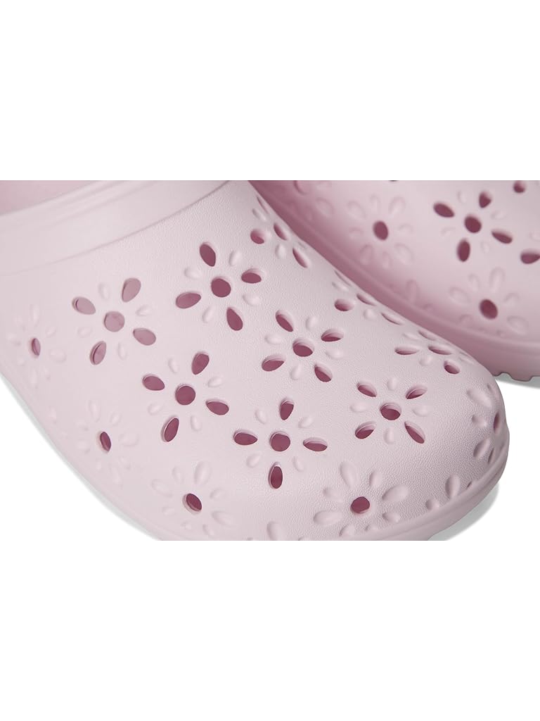 Khaki Crocs Kids Classic Clogs with Floral Cut Out Design (Little Kid/Big Kid)