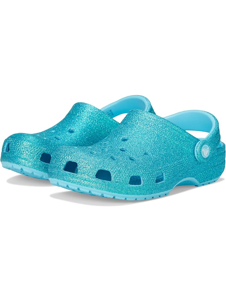 Blue Crocs Kids Classic Glitter Clogs (Little Kid/Big Kid)